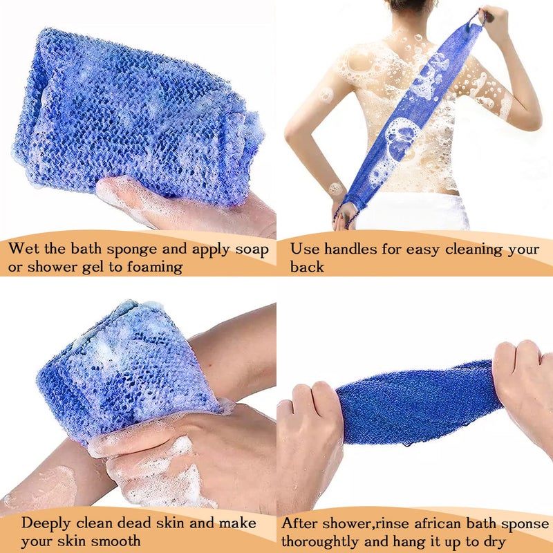 Dr.Pedi 5 Pieces African Net Sponge with Handles Long African Exfoliating Net Washcloth Bath Sponge Net Cloth Wash Net Body Back Scrubber for Shower Loofah - Image 2